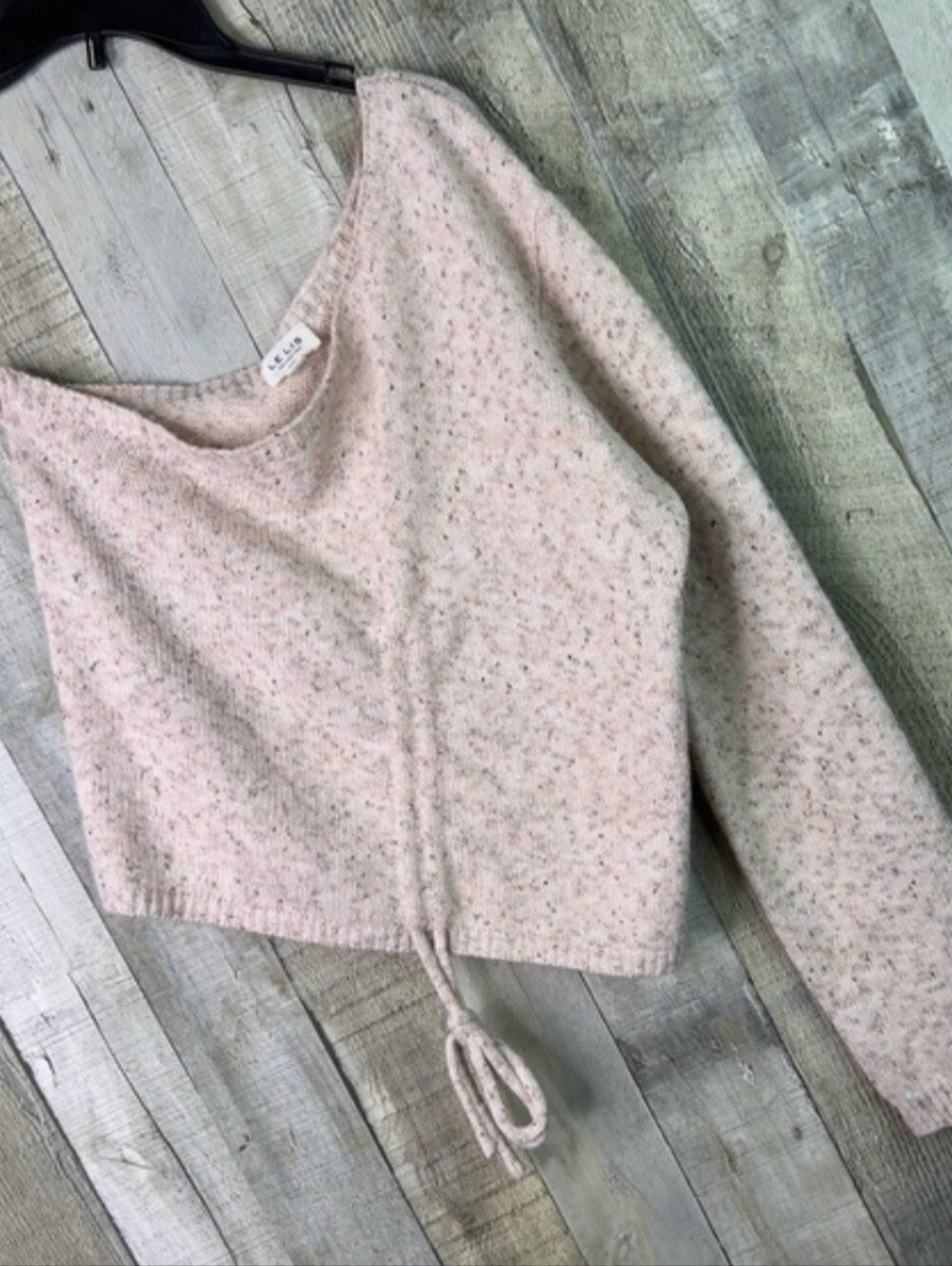 Le Lis Size Medium 1 Arm Cream Color Long Sleeve Sweater w/Cinch Bottom Tie